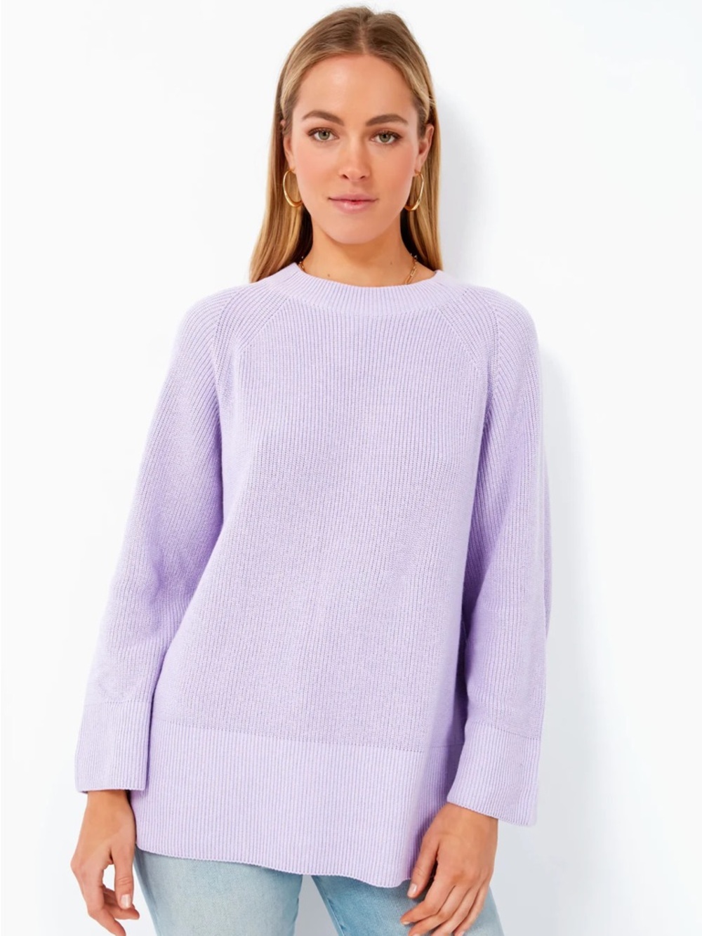 Barbour Barrhead Knit Raglan Sleeve Sweater in Iris Purple 100% Cotton Size 8